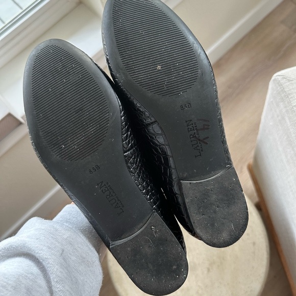 Ralph Lauren Clare Logo Loafer Flats – Black Croc Embossed, size 8.5 B - Picture 5 of 11